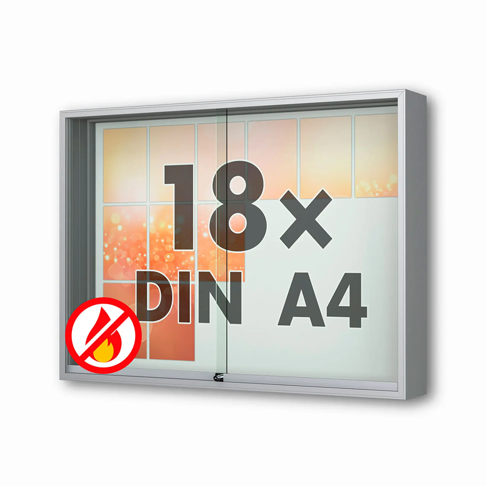 18 x DIN A4 Schaukasten Fortis mit Schiebetüren - 210 mm Bautiefe