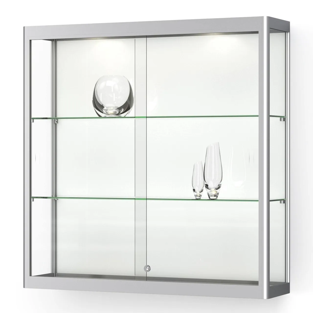 Wandvitrine Versus - mit Schiebetüren und Beleuchtung