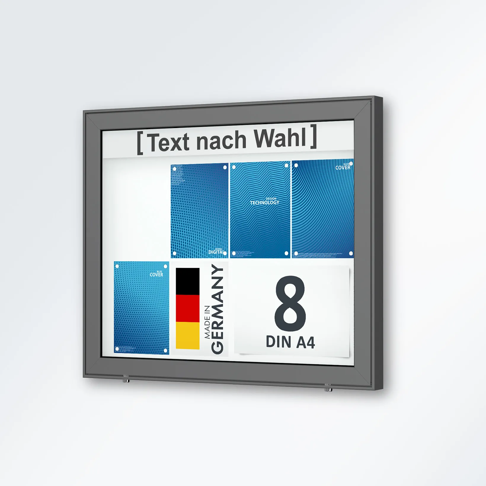 8 x DIN A4 Schaukasten Planus - Wandmontage - anthrazit (DB 703)